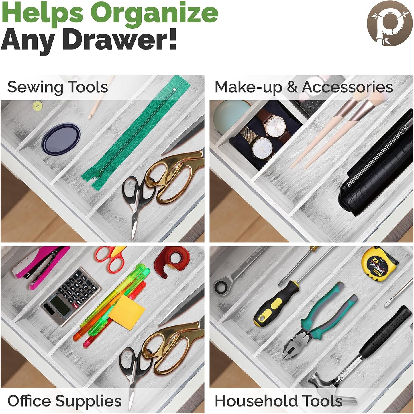Silverware Organizer - Small Extra-Deep Wooden Kitchen Drawer Organizer Divider for Spoons, Forks, Knives & Cutleries - 5 Slots