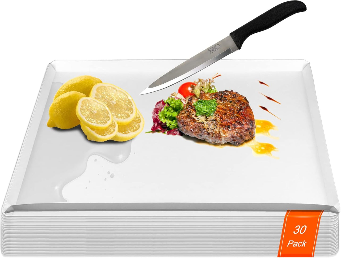Disposable Cutting Boards 30 Count, Collapsible Cutting Board Sheet with Built-in Crease, Flexible Plastic Cutting Mat for Kitchen and Commercial Use, 17 x 12 In White