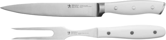 Forged Accent Razor-Sharp 2-pc Carving Knife Set, White Handle, German Engineered Informed by 100+ Years of Mastery