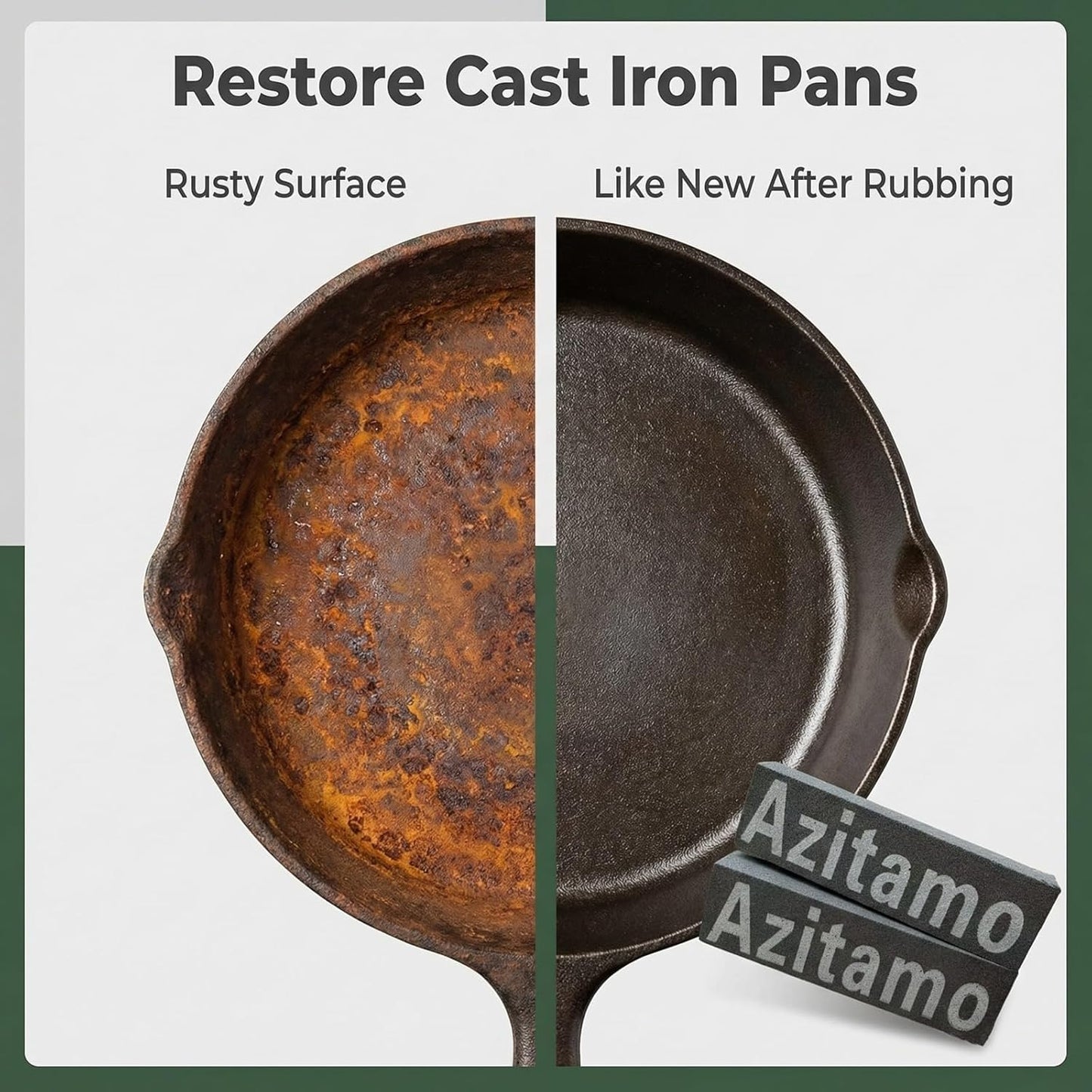 Rust Eraser, Cast Iron Rust Remover, Remove Rust from Any Metallic Surface - 2 Pack