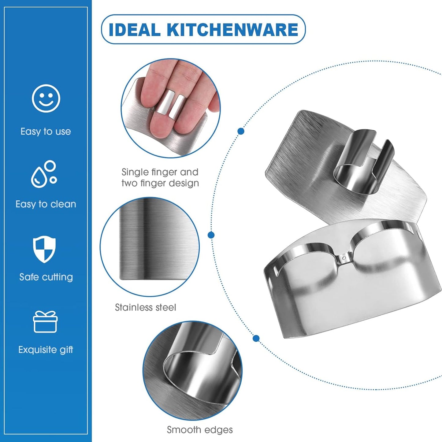 9 Pcs Finger Guard Set for Cutting Include 4 Stainless Steel Knife Cutting Protector 2 Thumb Guard Protector 2 Finger Cots Potato Butter Lettuce Crinkle Cutter for Cutting Food to Avoid Hurting