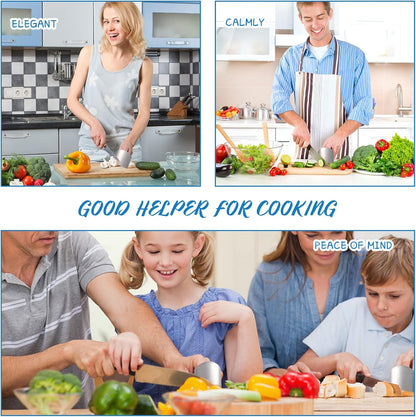 9 Pcs Finger Guard Set for Cutting Include 4 Stainless Steel Knife Cutting Protector 2 Thumb Guard Protector 2 Finger Cots Potato Butter Lettuce Crinkle Cutter for Cutting Food to Avoid Hurting