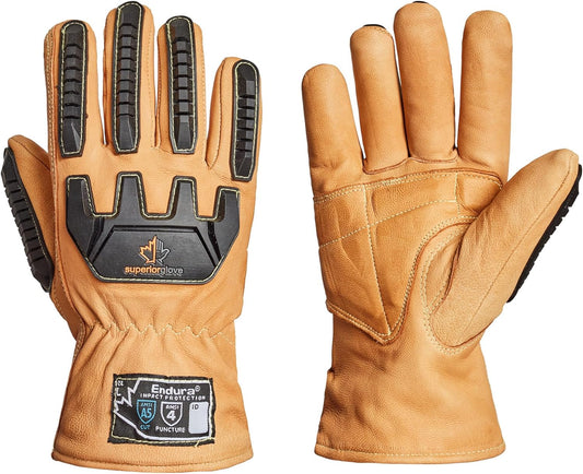 Endura Cut and Impact Resistant Leather Work Gloves – Insulated for Cold Winter Temperatures – 378KGTVB Large (Pack of 1 Pair)