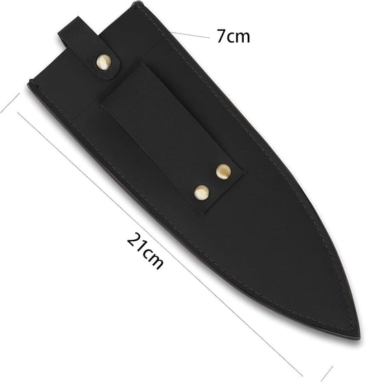 Cowhide Leather Knife Sheath, 8 Inch Chef Knife Guard, Heavy Duty Universal Knife Cover or Sleeves, Chef Meat cleaver sheath with Belt Loop(8.2" Lx2.2 W)