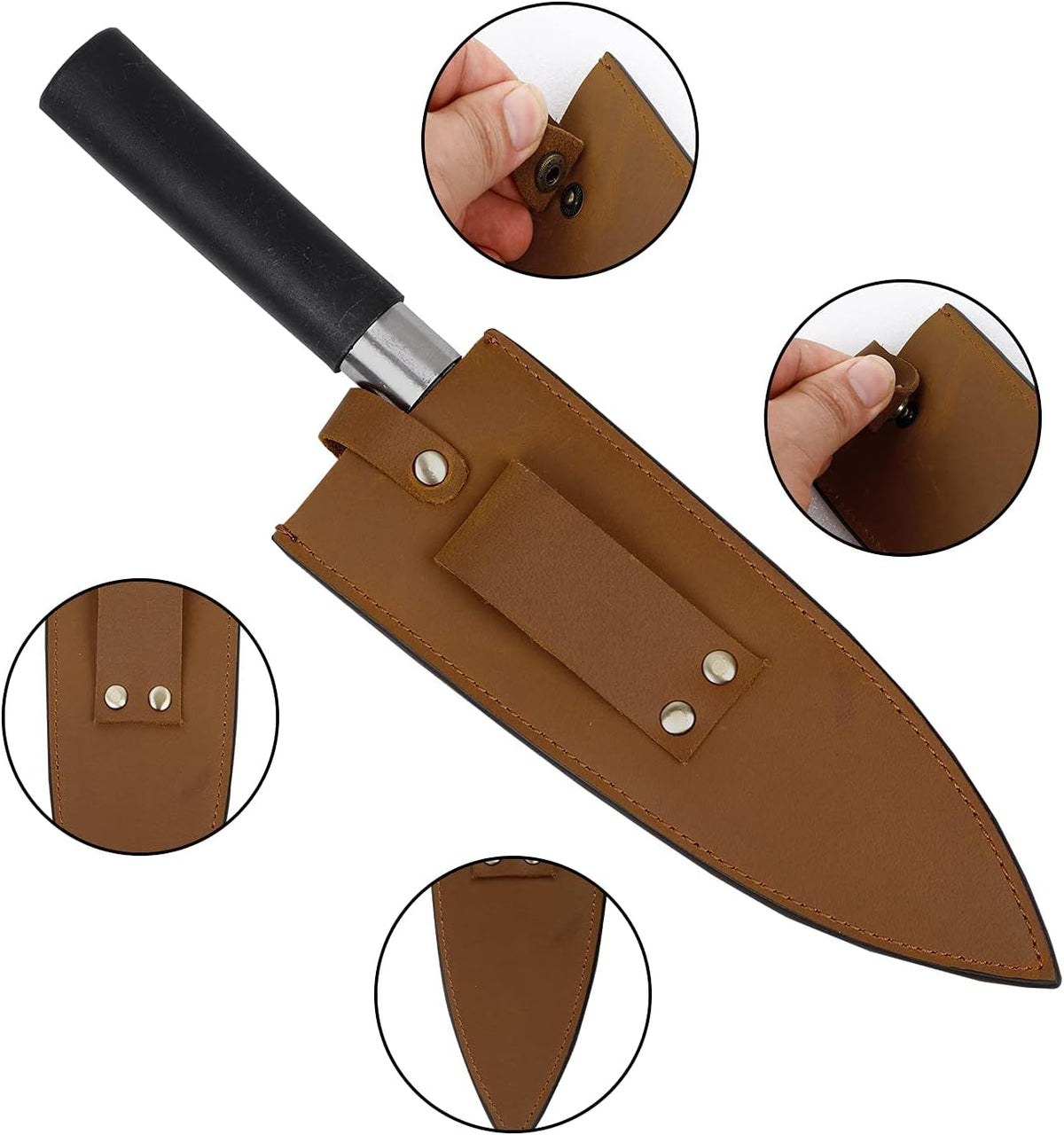 Cowhide Leather Knife Sheath, 8 Inch Chef Knife Guard, Heavy Duty Universal Knife Cover or Sleeves, Chef Meat cleaver sheath with Belt Loop(8.2" Lx2.2 W)