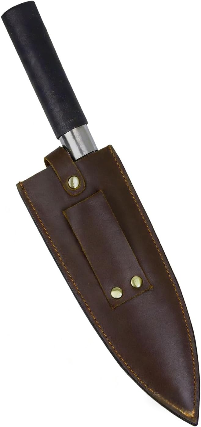 Cowhide Leather Knife Sheath, 8 Inch Chef Knife Guard, Heavy Duty Universal Knife Cover or Sleeves, Chef Meat cleaver sheath with Belt Loop(8.2" Lx2.2 W)