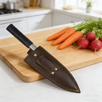 Cowhide Leather Knife Sheath, 8 Inch Chef Knife Guard, Heavy Duty Universal Knife Cover or Sleeves, Chef Meat cleaver sheath with Belt Loop(8.2" Lx2.2 W)
