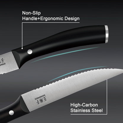 WANGMAZI Exquisite Steak Knife Set of 4,High-carbon Stainless Steel Forged