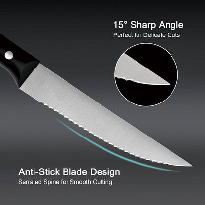 WANGMAZI Exquisite Steak Knife Set of 4,High-carbon Stainless Steel Forged