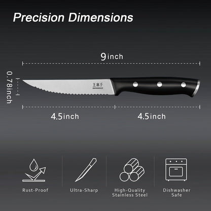 WANGMAZI Exquisite Steak Knife Set of 4,High-carbon Stainless Steel Forged
