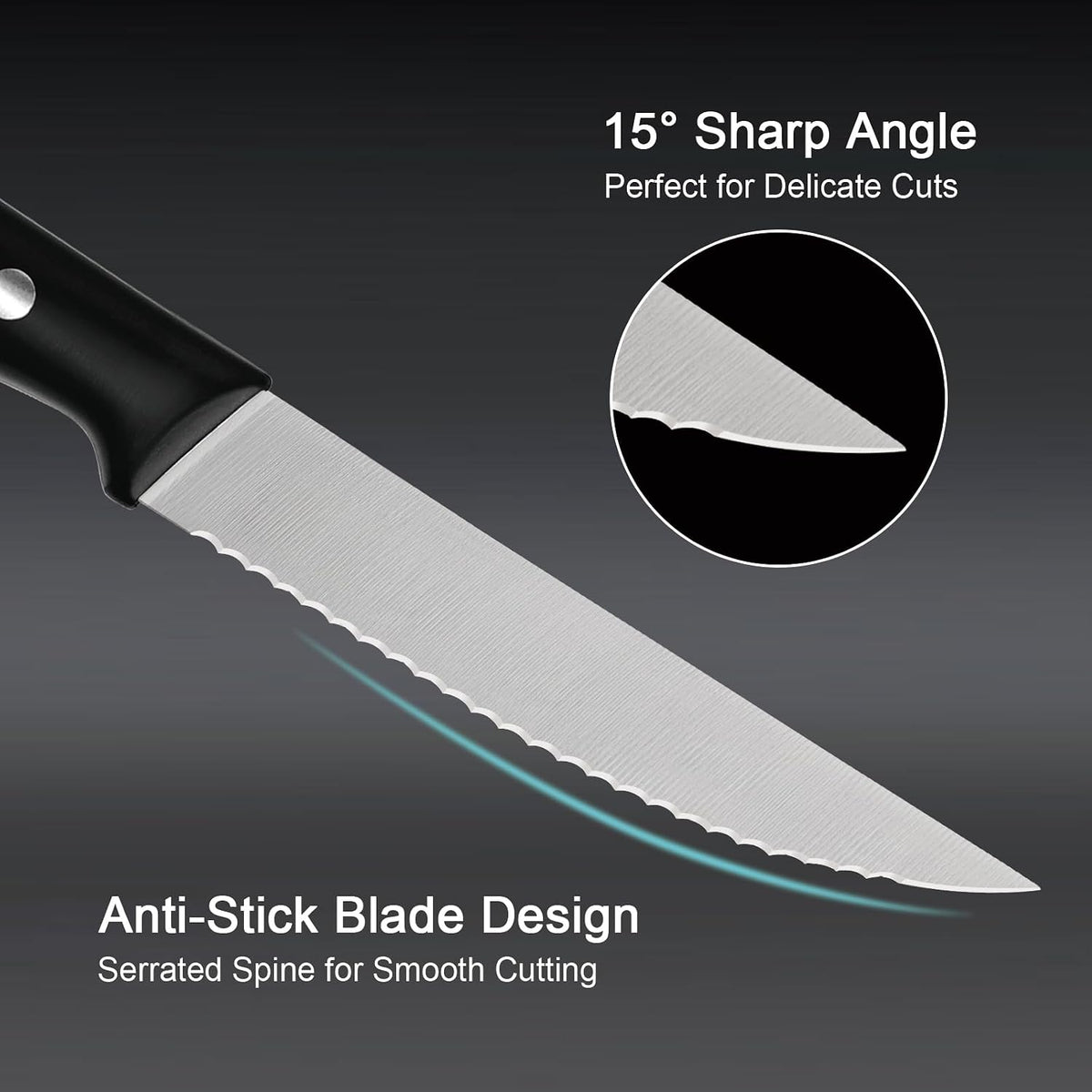 WANGMAZI Exquisite Steak Knife Set of 4,High-carbon Stainless Steel Forged
