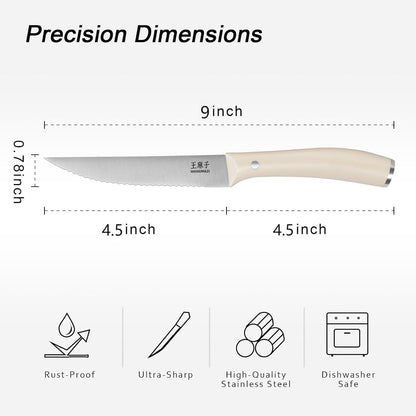 WANGMAZI Exquisite Steak Knife Set of 4,High-carbon Stainless Steel Forged