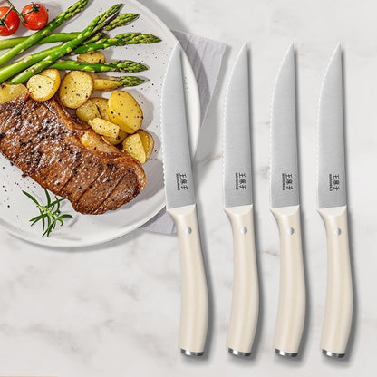 WANGMAZI Exquisite Steak Knife Set of 4,High-carbon Stainless Steel Forged