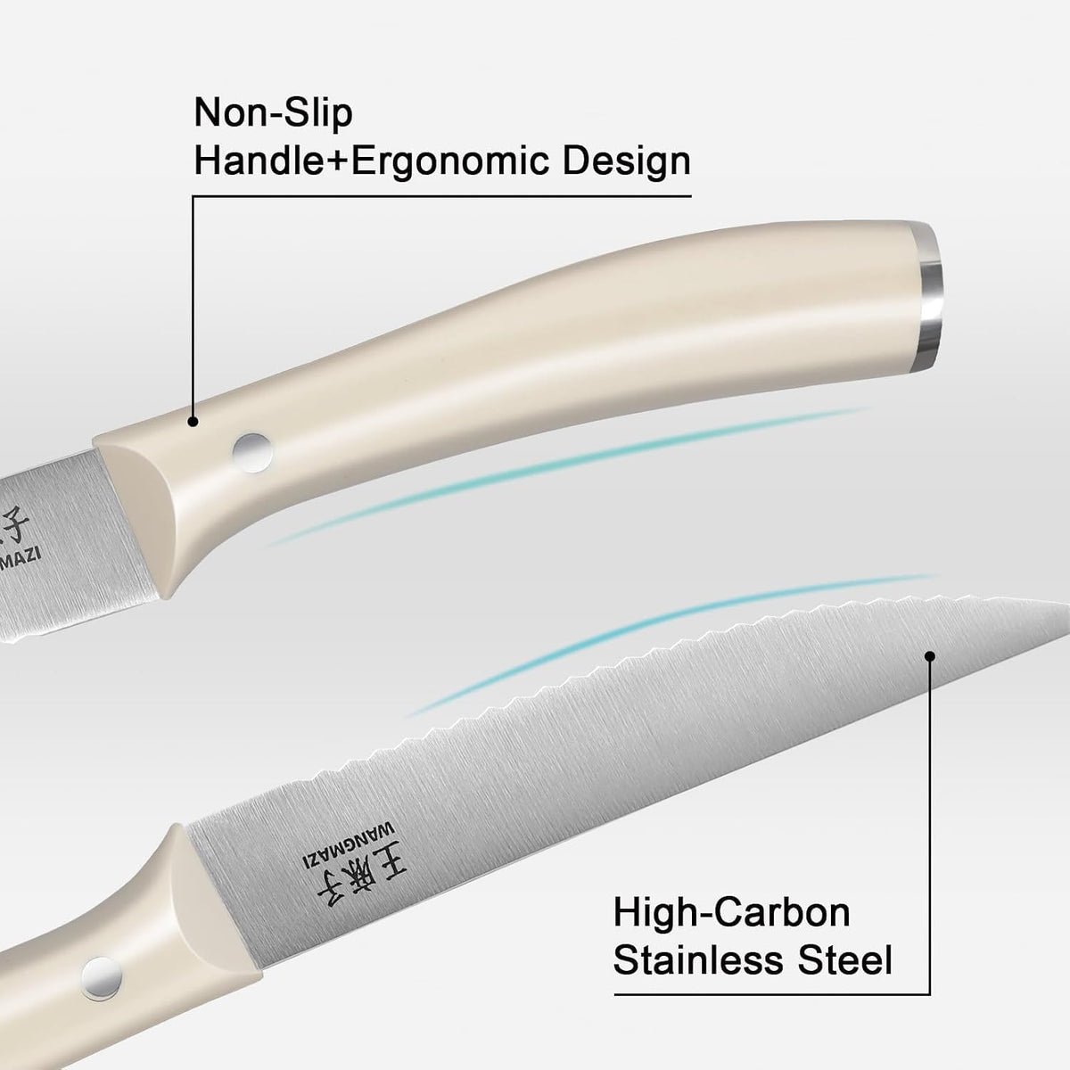 WANGMAZI Exquisite Steak Knife Set of 4,High-carbon Stainless Steel Forged