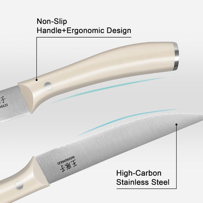 WANGMAZI Exquisite Steak Knife Set of 4,High-carbon Stainless Steel Forged