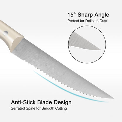 WANGMAZI Exquisite Steak Knife Set of 4,High-carbon Stainless Steel Forged