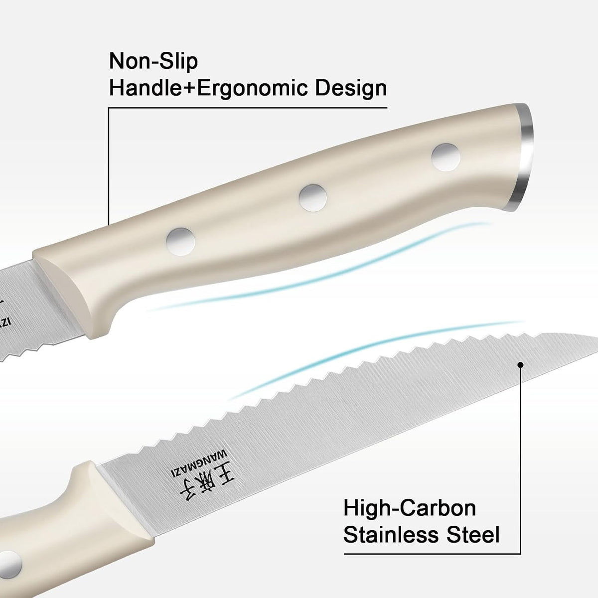 WANGMAZI Exquisite Steak Knife Set of 4,High-carbon Stainless Steel Forged