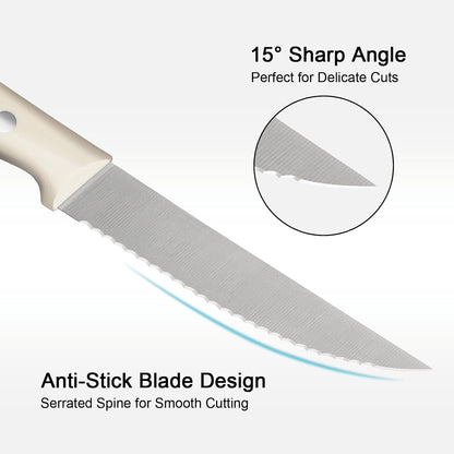WANGMAZI Exquisite Steak Knife Set of 4,High-carbon Stainless Steel Forged