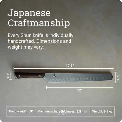 Kanso 12" Hollow Ground Brisket Knife, Handcrafted Japanese Meat Slicing Knife with Wooden Saya Sheath, AUS10A Stainless Steel Blade, Tagayasan Handle