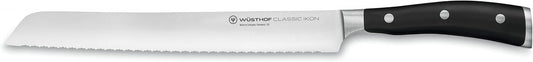 Wüsthof Classic IKON 9" Double Serrated Bread Knife, Black