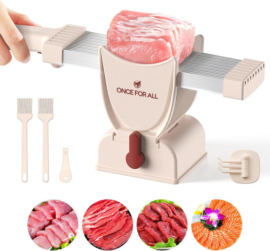 Meat Slicer Cleaver Kitchen Knife Set For Meat Slicing Shredding, Manual Fresh Meats Cutter Food Slicer For Beef Pork Mutton For Home Cooking BBQ Hot Pot (Pink)