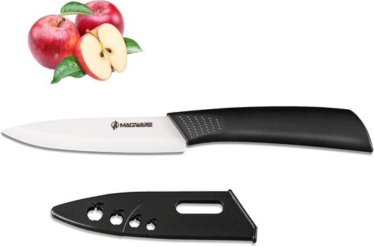 Magiware Paring Knife, Classic 4 inch Ceramic Paring Knife with Sheath Cover for Fruit and Vegetable,Longer Sharp Rust Proof Stain Resistant