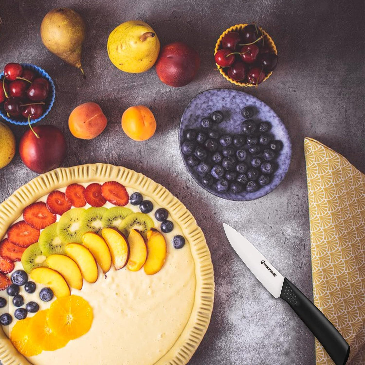 Magiware Paring Knife, Classic 4 inch Ceramic Paring Knife with Sheath Cover for Fruit and Vegetable,Longer Sharp Rust Proof Stain Resistant