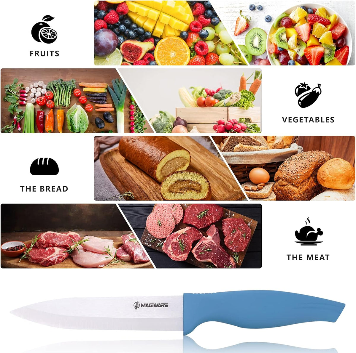 Magiware Paring Knife, Classic 4 inch Ceramic Paring Knife with Sheath Cover for Fruit and Vegetable,Longer Sharp Rust Proof Stain Resistant
