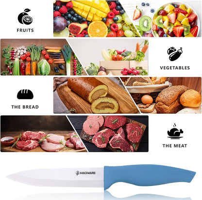 Magiware Paring Knife, Classic 4 inch Ceramic Paring Knife with Sheath Cover for Fruit and Vegetable,Longer Sharp Rust Proof Stain Resistant