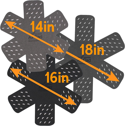 Premium Cookware Protectors: Pot and Pan Protectors for Kitchen Organization - Perfect for Cast Iron, Steel, or Glass, (3-Piece), Black/Grey
