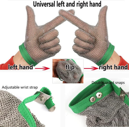 Stainless Steel Cut Resistant Chainmail Gloves, Machinery Workshop Clothing Cutting Wood Carving Safety Work Gloves (Size : 1PCS/M)