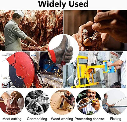 Stainless Steel Cut Resistant Chainmail Gloves, Machinery Workshop Clothing Cutting Wood Carving Safety Work Gloves (Size : 1PCS/M)