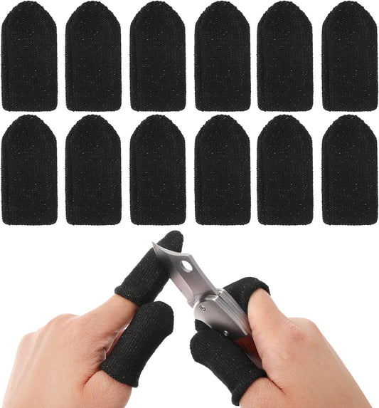 12 PCS Finger Cots Cut Resistant Protector, Finger Covers for Cuts Reusable Gloves Life Extender Anti-Slip Cut Resistant Finger Protectors for Kitchen Work Sculpture Supplies (Black)