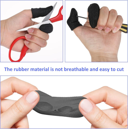 12 PCS Finger Cots Cut Resistant Protector, Finger Covers for Cuts Reusable Gloves Life Extender Anti-Slip Cut Resistant Finger Protectors for Kitchen Work Sculpture Supplies (Black)