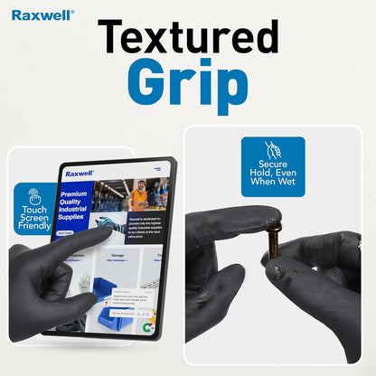 Disposable Nitrile Gloves - Food Grade Heavy-Duty Puncture Resistant Black Gloves for Cooking & Food Service