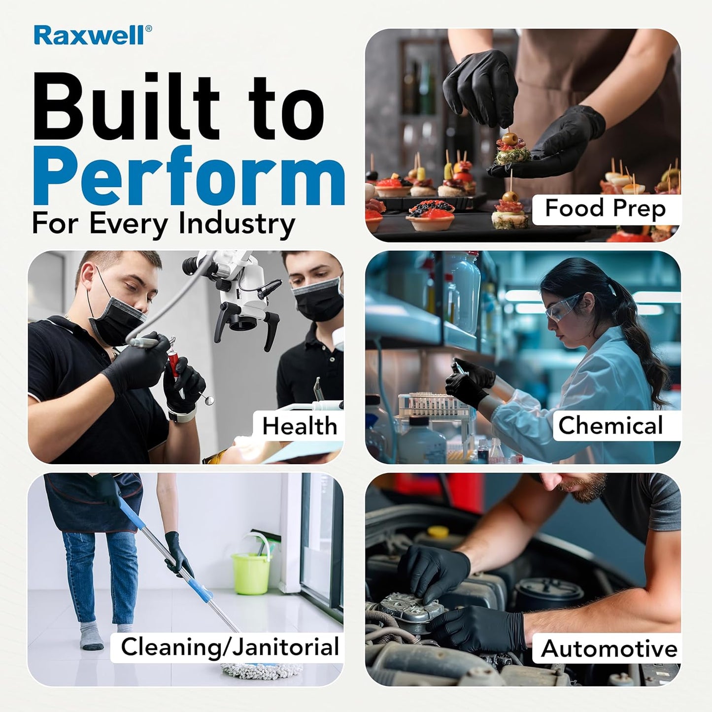 Disposable Nitrile Gloves - Food Grade Heavy-Duty Puncture Resistant Black Gloves for Cooking & Food Service