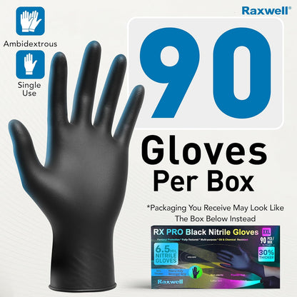 Disposable Nitrile Gloves - Food Grade Heavy-Duty Puncture Resistant Black Gloves for Cooking & Food Service