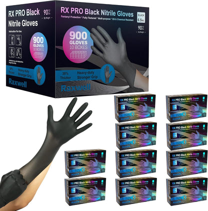 Disposable Nitrile Gloves - Food Grade Heavy-Duty Puncture Resistant Black Gloves for Cooking & Food Service