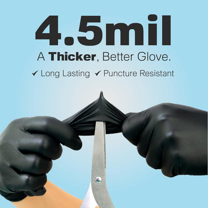 Disposable Nitrile Gloves - Food Grade Heavy-Duty Puncture Resistant Black Gloves for Cooking & Food Service