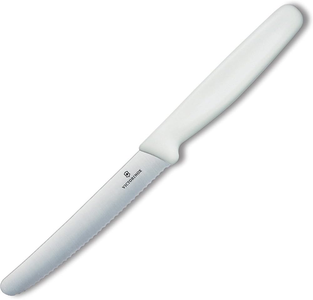 Steak Serrated Plastic Nylon Handle, White, 4.25"