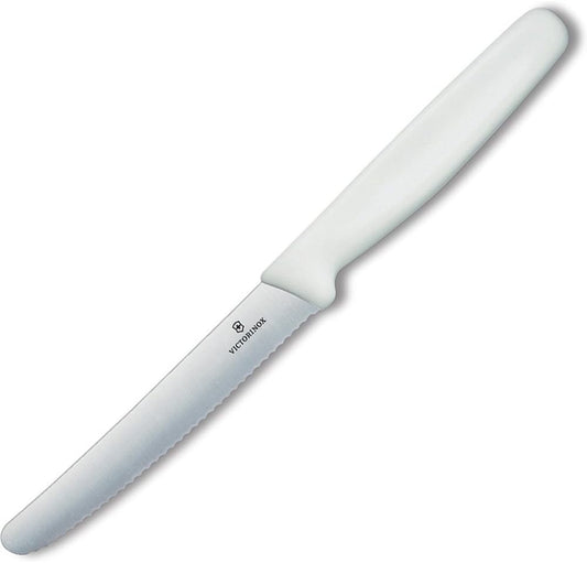 Steak Serrated Plastic Nylon Handle, White, 4.25"