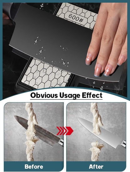 Diamond Sharpening Stones with Honing Guide, Knife Sharpener Stone with Non-Slip Base for Chisels Planes Sharpening Stone Set Fine/Coarse Diamond Sharpening Plate with Angle Guide (600/1200)