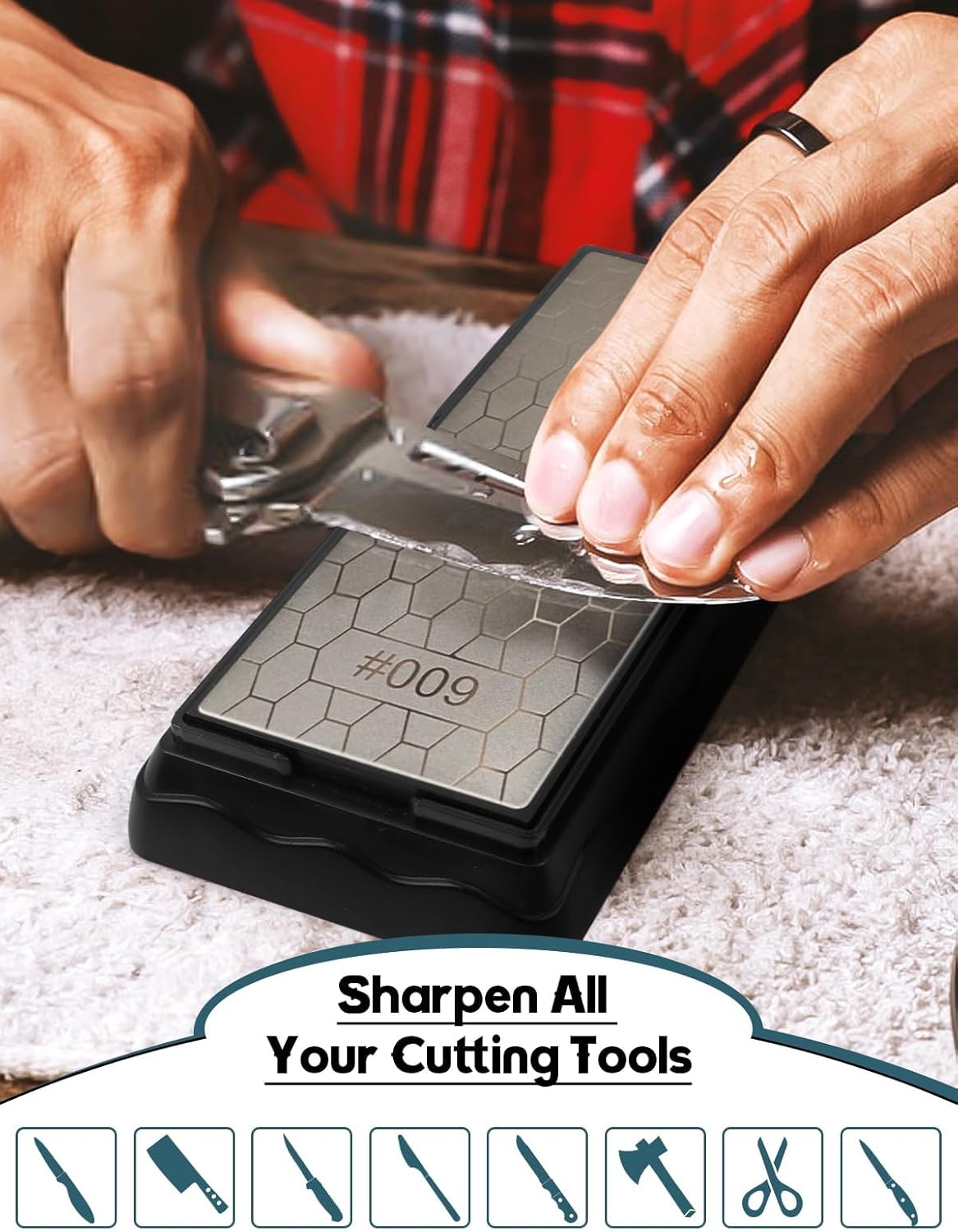 Diamond Sharpening Stones with Honing Guide, Knife Sharpener Stone with Non-Slip Base for Chisels Planes Sharpening Stone Set Fine/Coarse Diamond Sharpening Plate with Angle Guide (600/1200)