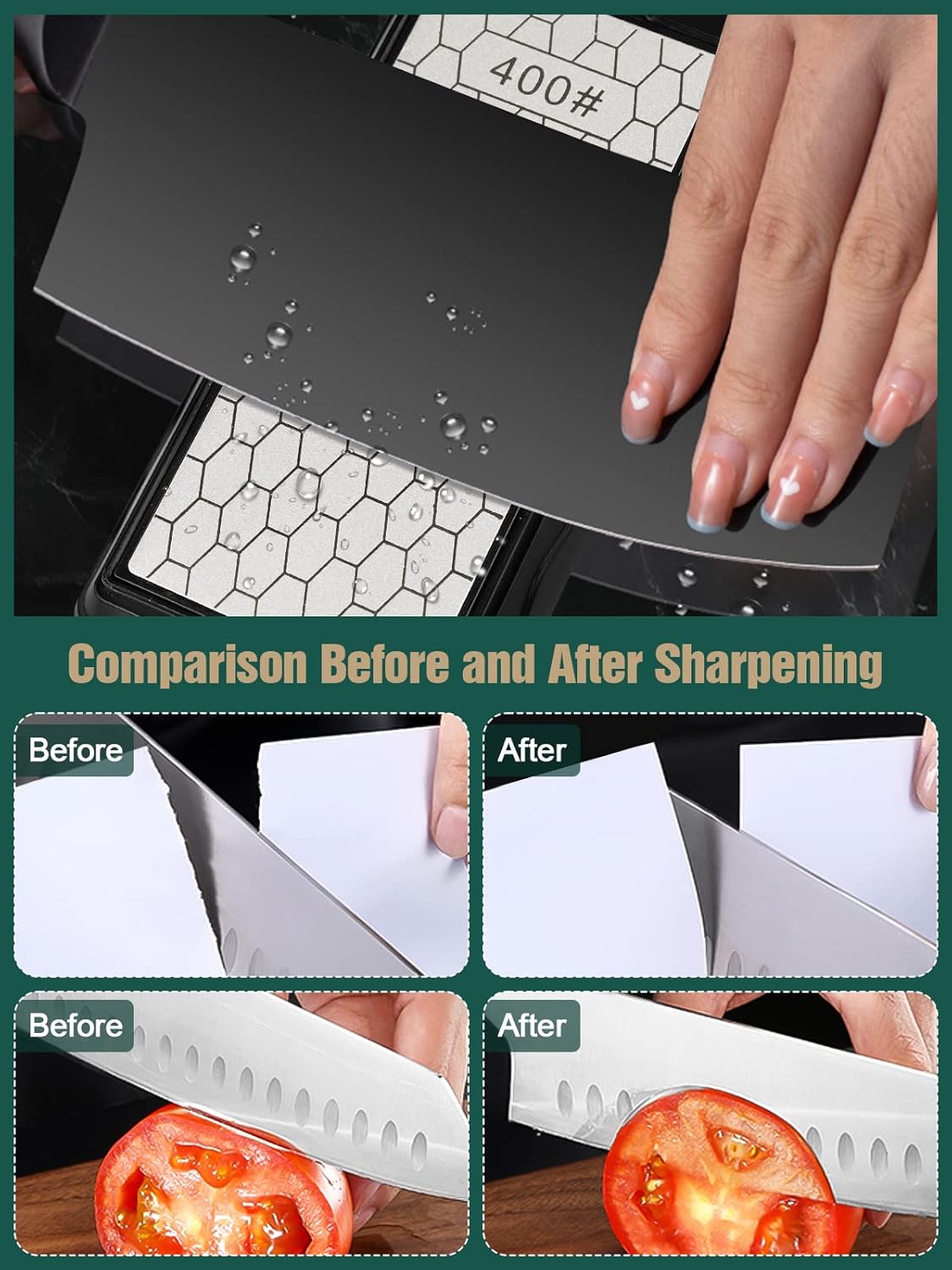Diamond Sharpening Stones with Honing Guide, Knife Sharpener Stone with Non-Slip Base for Chisels Planes Sharpening Stone Set Fine/Coarse Diamond Sharpening Plate with Angle Guide (600/1200)