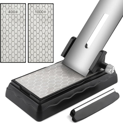 Diamond Sharpening Stones with Honing Guide, Knife Sharpener Stone with Non-Slip Base for Chisels Planes Sharpening Stone Set Fine/Coarse Diamond Sharpening Plate with Angle Guide (600/1200)