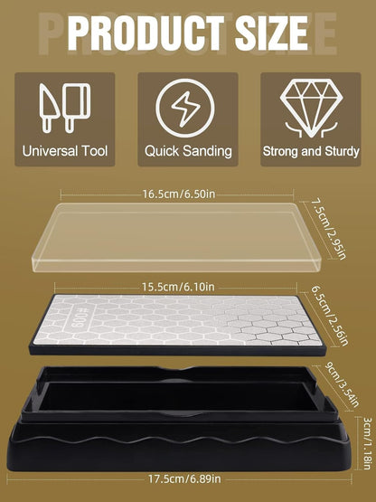 Diamond Sharpening Stones with Honing Guide, Knife Sharpener Stone with Non-Slip Base for Chisels Planes Sharpening Stone Set Fine/Coarse Diamond Sharpening Plate with Angle Guide (600/1200)