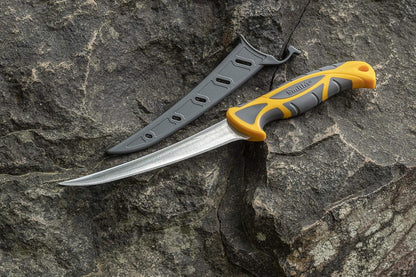 Smith’s 51061 6” Boning Fillet Knife - 400 Series Stainless Steel Blade - Non-Slip Soft Grip Handle - Protective Sheath - Curved Fillet Knife - Deboning & Game Processing - Fishing & Hunting Knife