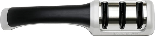 Manual Knife Sharpeners for 15- and 20-Degree Straight-Edge and Serrated Knives with Diamond Abrasives Precise Angle Control & Compact Footprint, 2-Stage, Gray