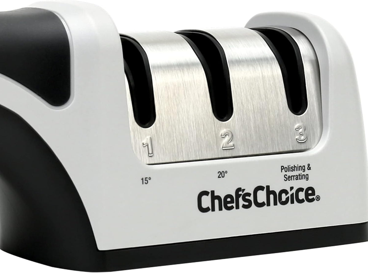 Manual Knife Sharpeners for 15- and 20-Degree Straight-Edge and Serrated Knives with Diamond Abrasives Precise Angle Control & Compact Footprint, 2-Stage, Gray
