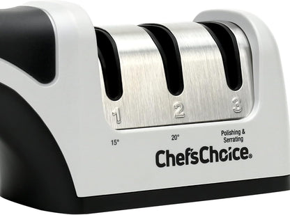 Manual Knife Sharpeners for 15- and 20-Degree Straight-Edge and Serrated Knives with Diamond Abrasives Precise Angle Control & Compact Footprint, 2-Stage, Gray